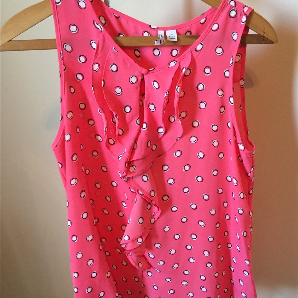 Pink Pola Dot Ruffle Blouse